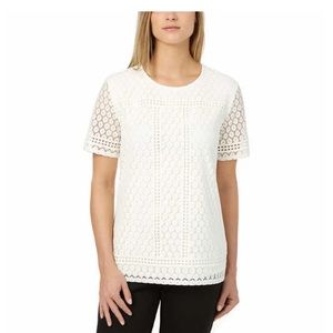 Badgley Mischka White Lace Shirt/Top